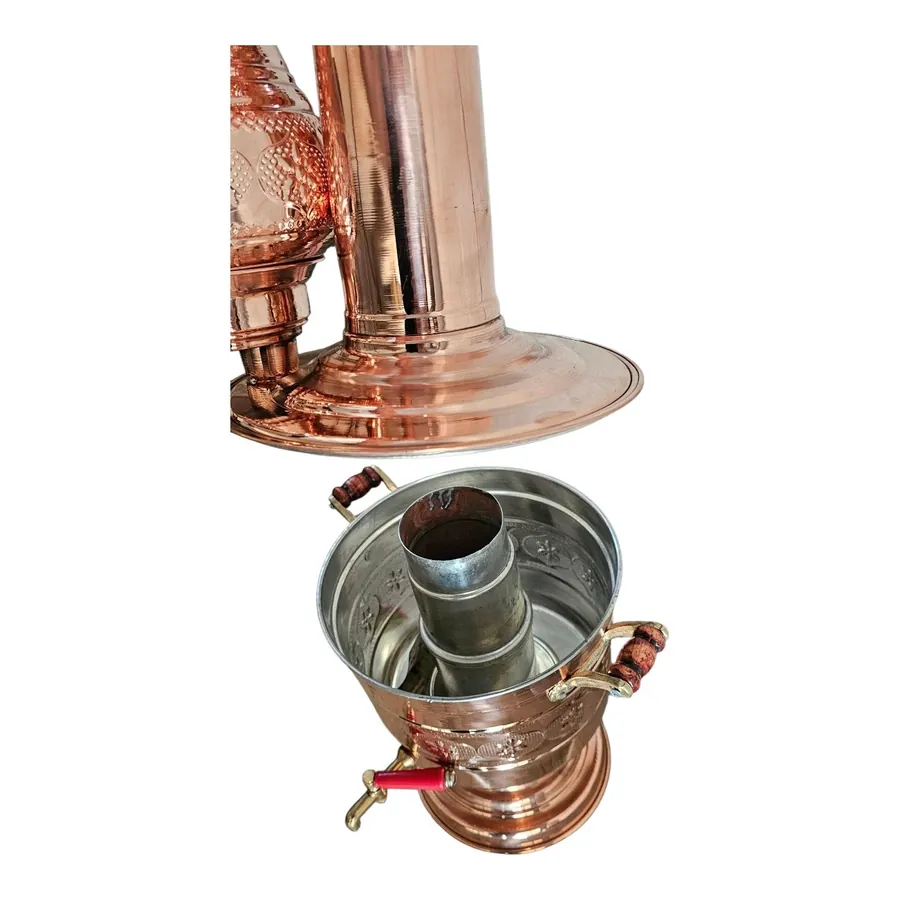 Açık havada kullanıma hazır 5 litre odunlu bakır semaver